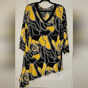 Susan Graver Black and Yellow Floral Tunic 2X